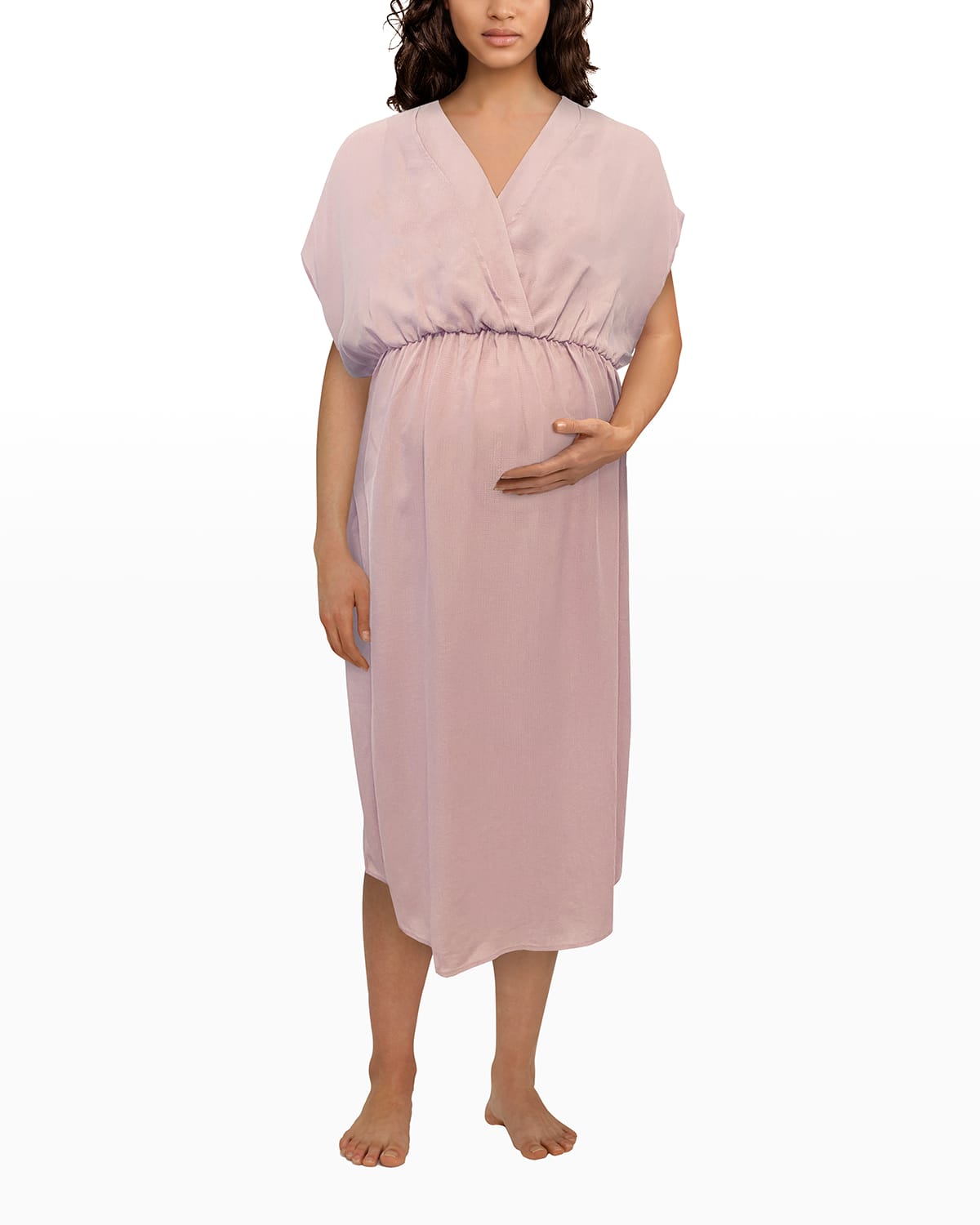 Emilia George Maternity Irene Short-sleeve Blouson Dress In Blush