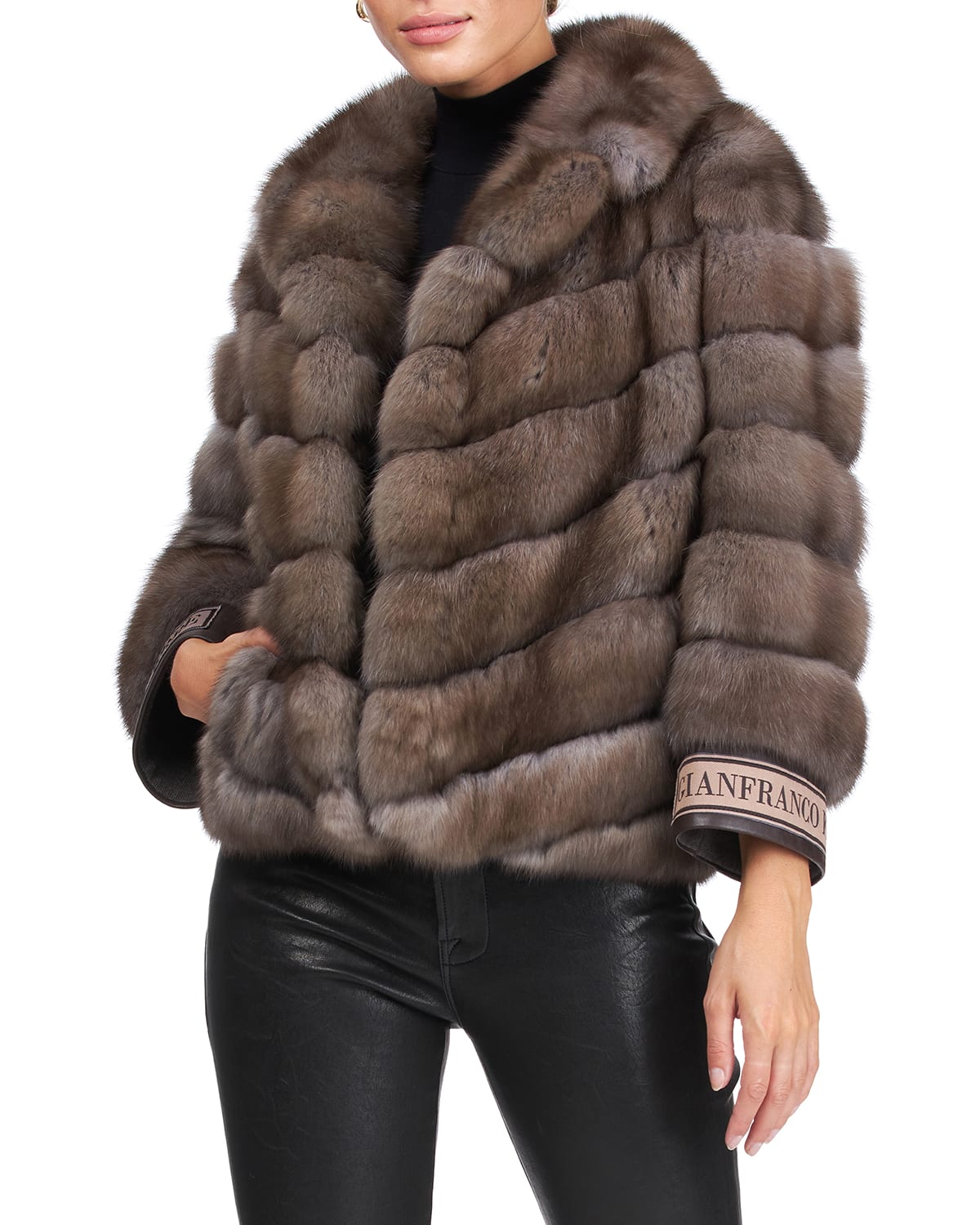 Gianfranco Ferre Chevron Russian Sable Fur Jacket