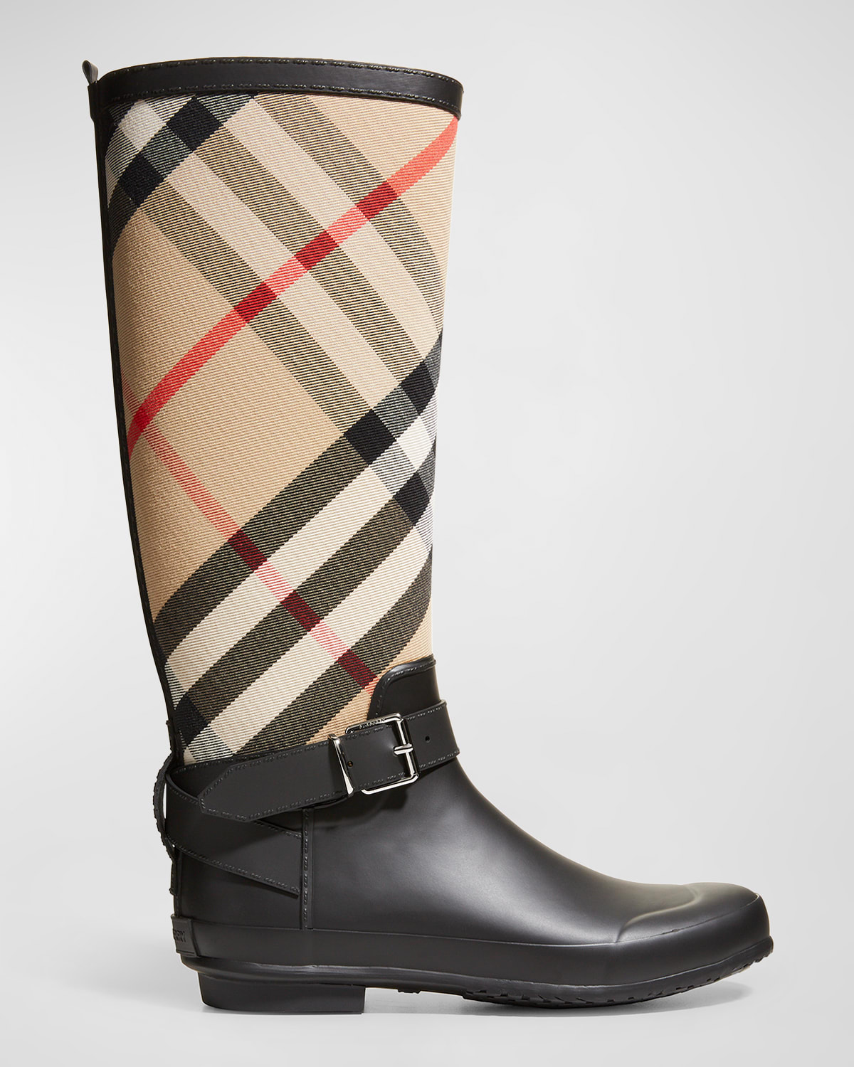 Burberry Simeon Vintage Check Moto Rain Boots Smart Closet