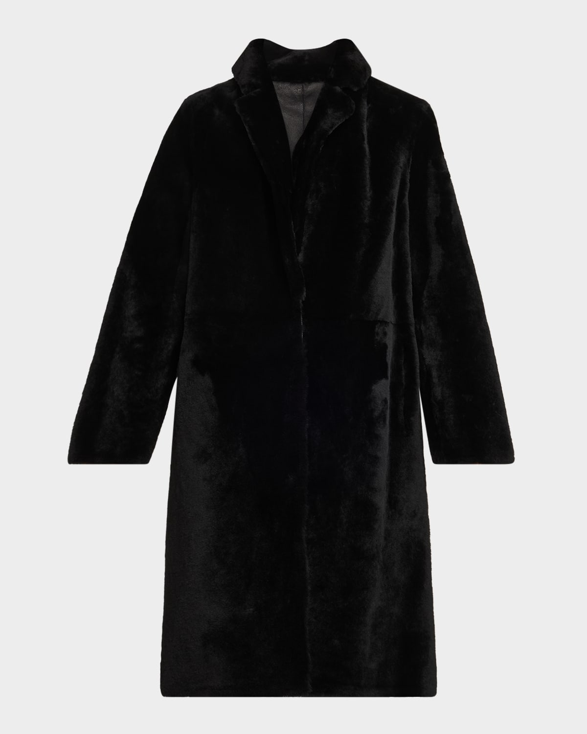 Yves Salomon Reversible Silky Merino Lamb Coat In Black