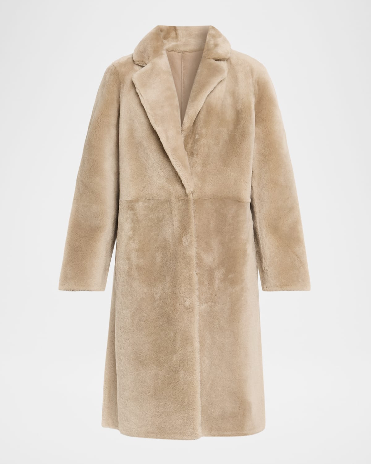Yves Salomon Ironed Lamb Shearling Coat In Brown