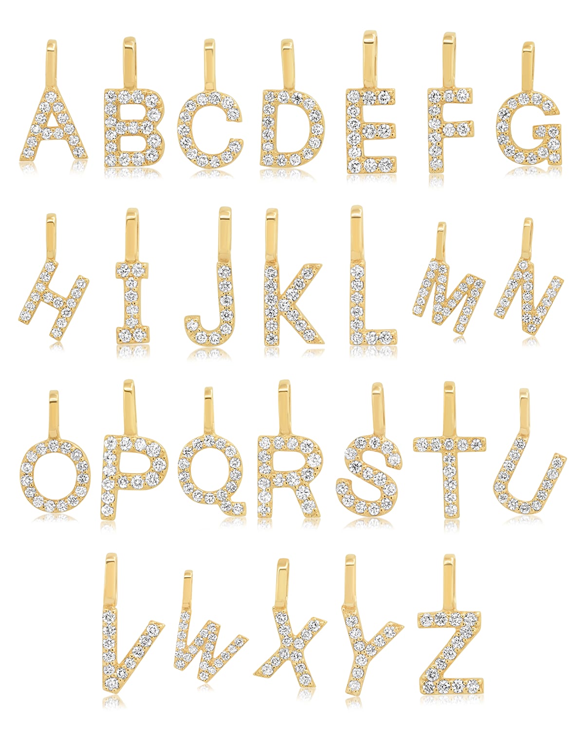 14K Pave Diamond Initial Charm