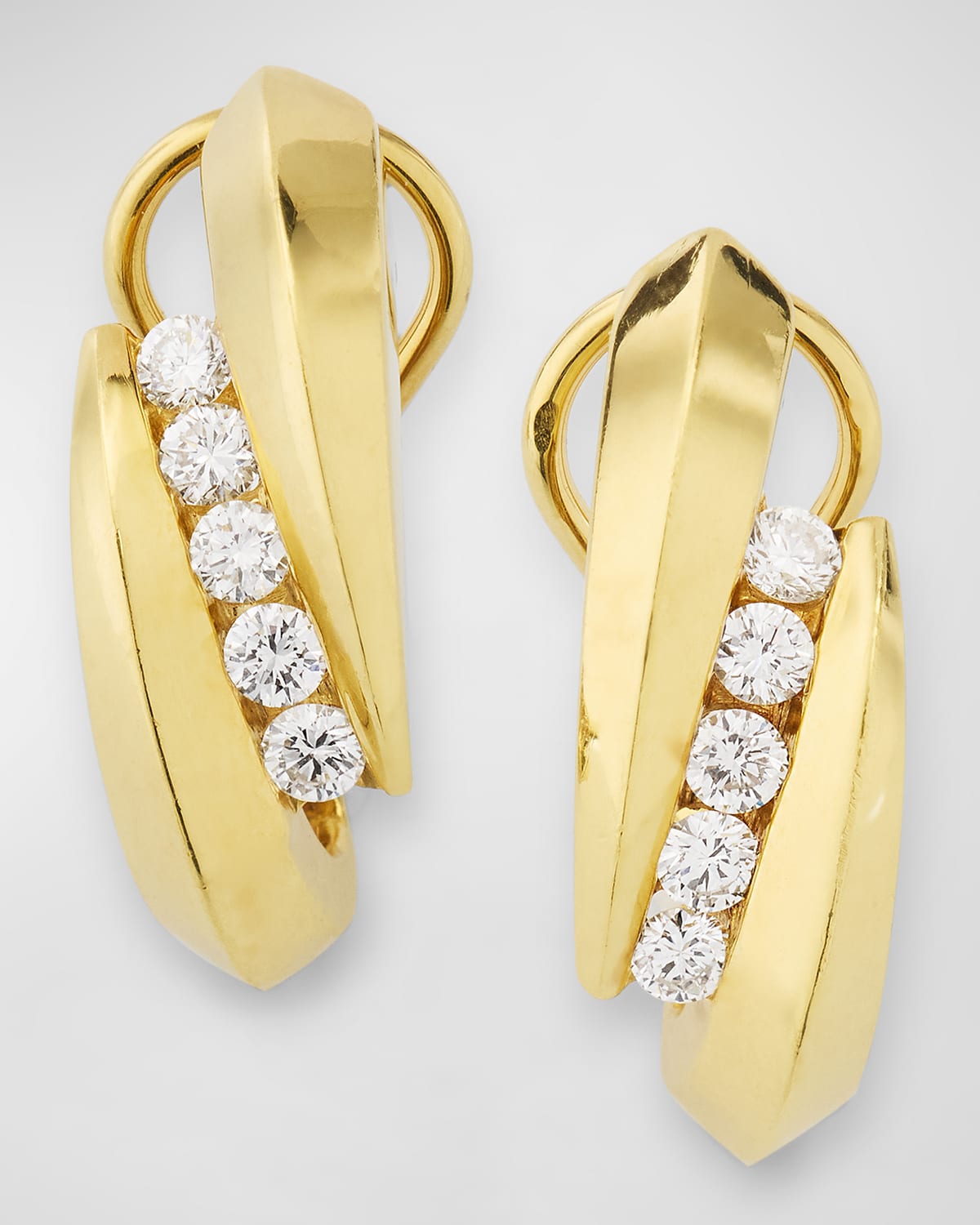 Estate Honora 18K Yellow Gold Diamond Twist Earrings