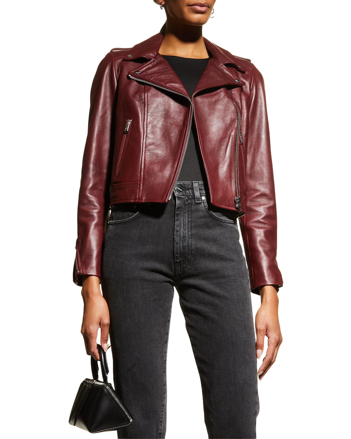 LaMarque Donna Hand-Waxed Leather Moto Jacket