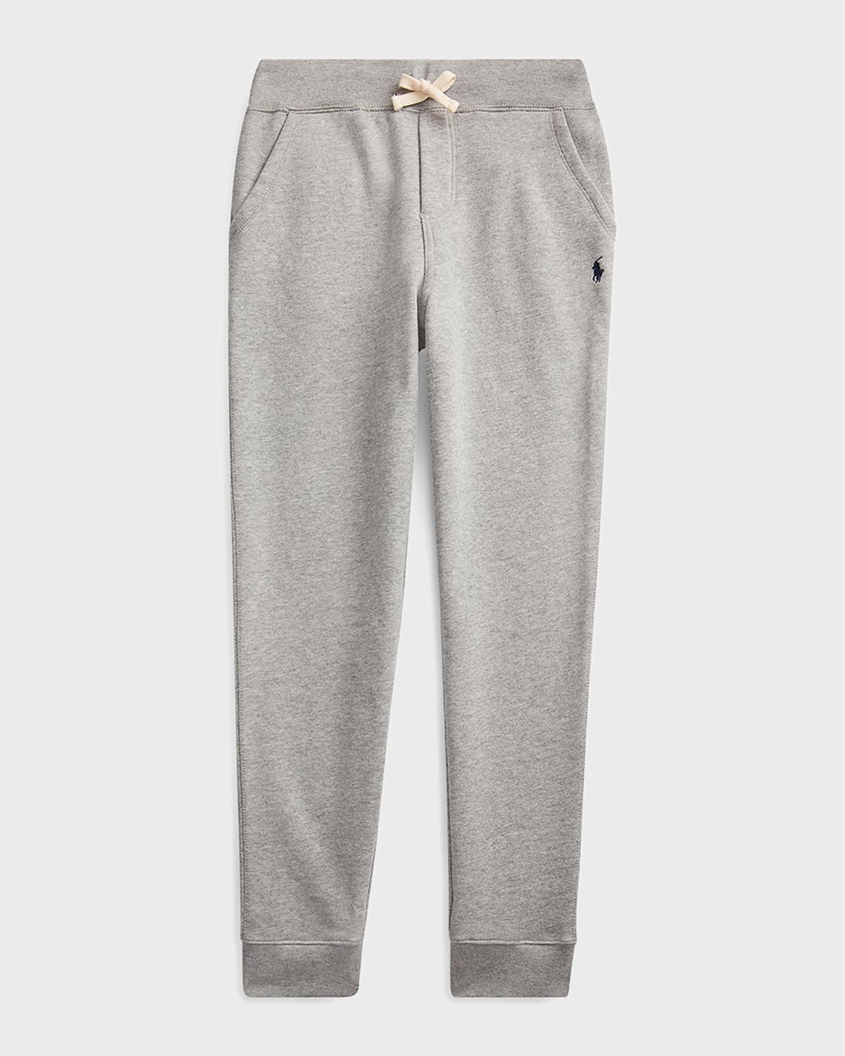 Polo Ralph Lauren Dark Sport Heather Boys' Logo-embroidered Tapered-leg Cotton-blend Jogging Bottoms In Gray