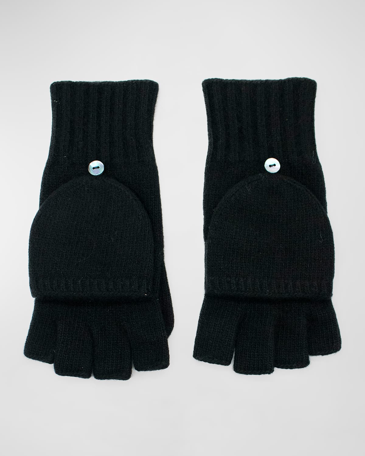 Portolano Jersey-knit Cashmere Flip-top Gloves In Black