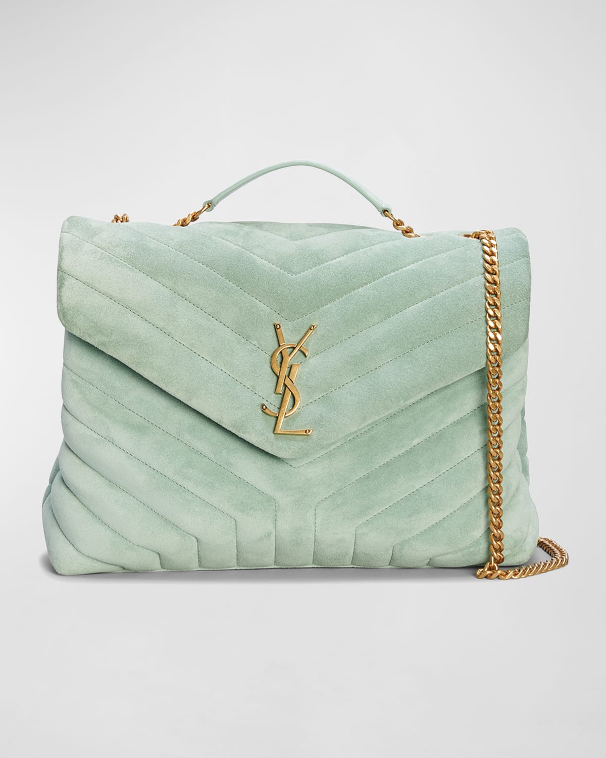 Saint Laurent Loulou Medium YSL Monogram Suede Flap Shoulder