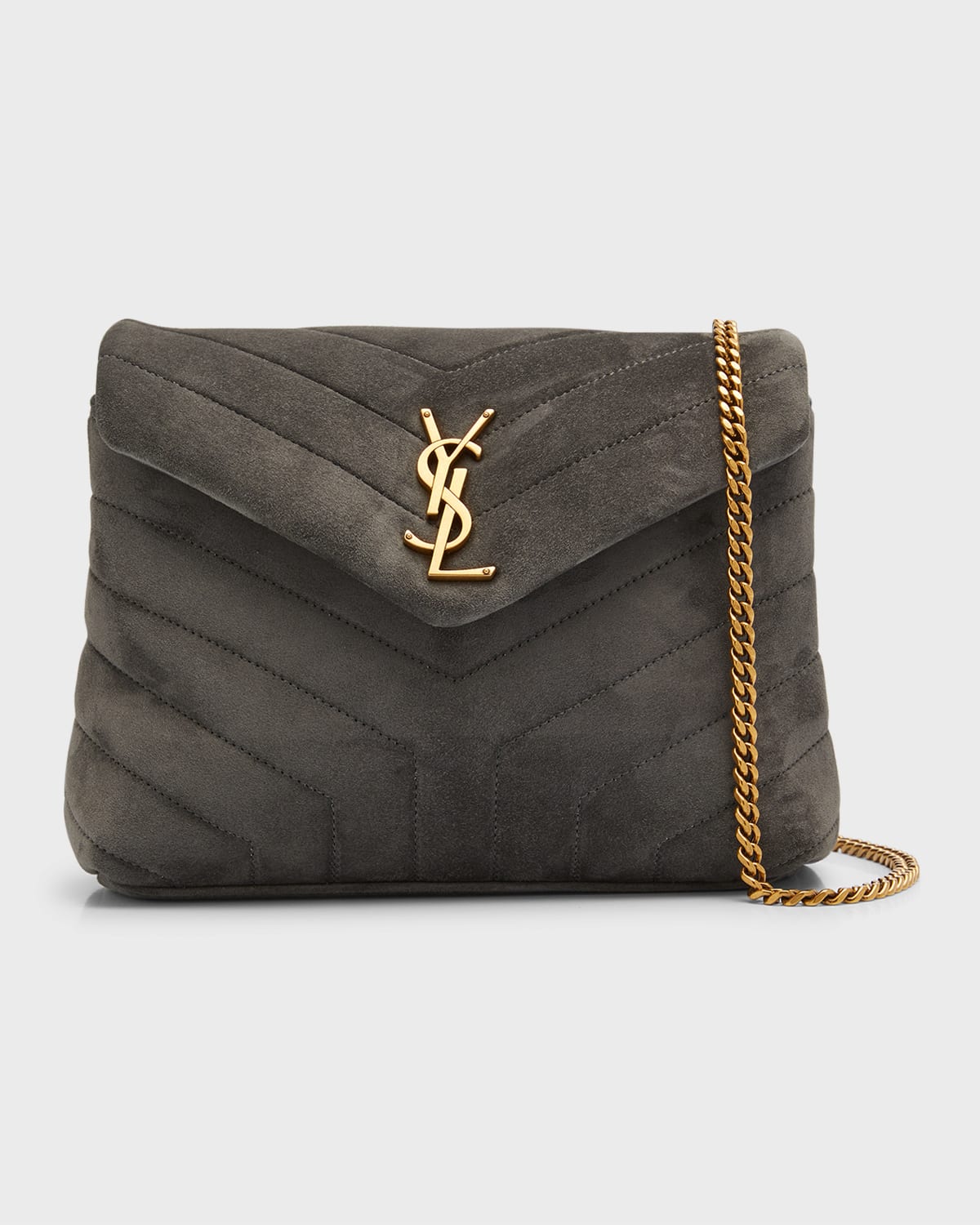 Saint Laurent Loulou Small Monogram Ysl Suede V-flap Shoulder Bag