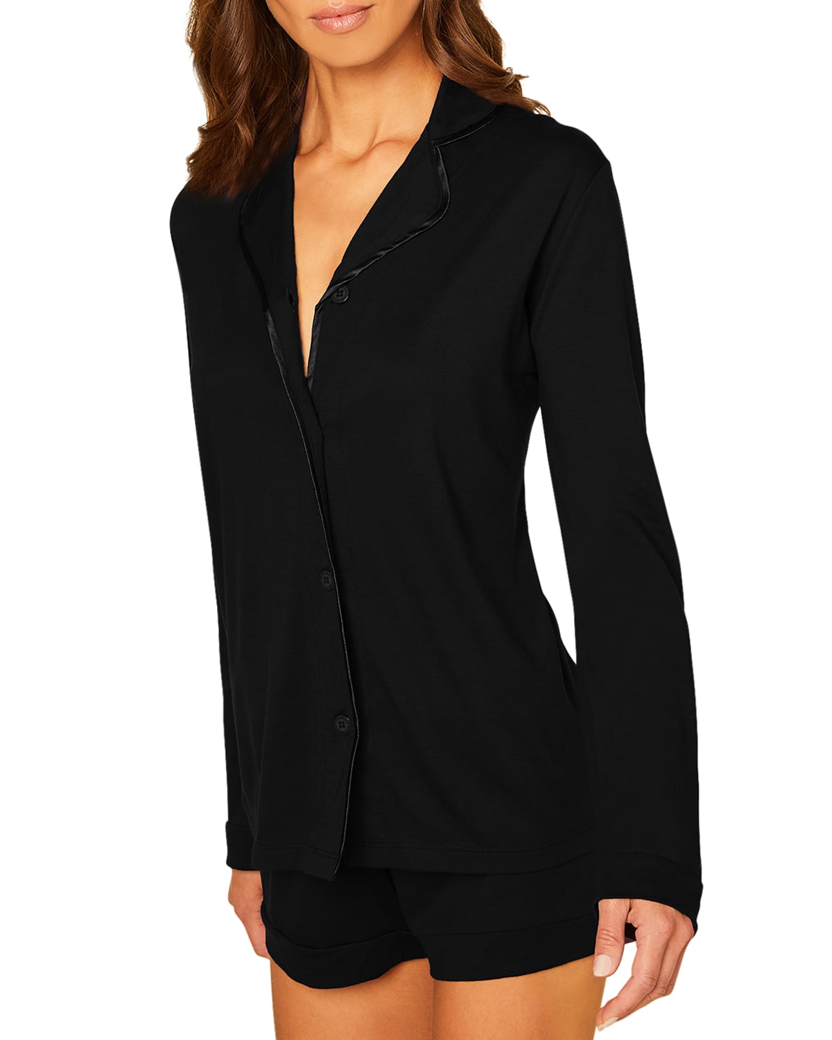 Shop Cosabella Bella Long-sleeve Short Pajama Set In Cape Fuchsia/fior
