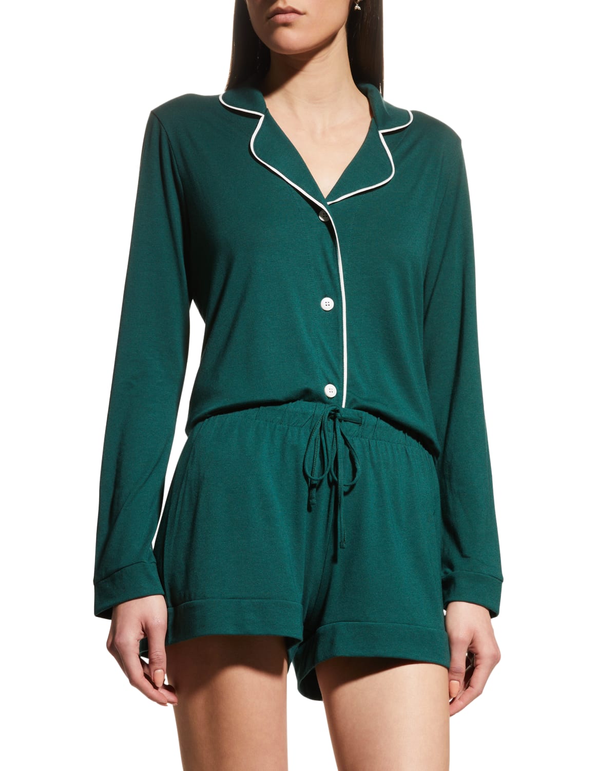 Cosabella Bella Long-sleeve Short Pajama Set In Maldives / Lagoon