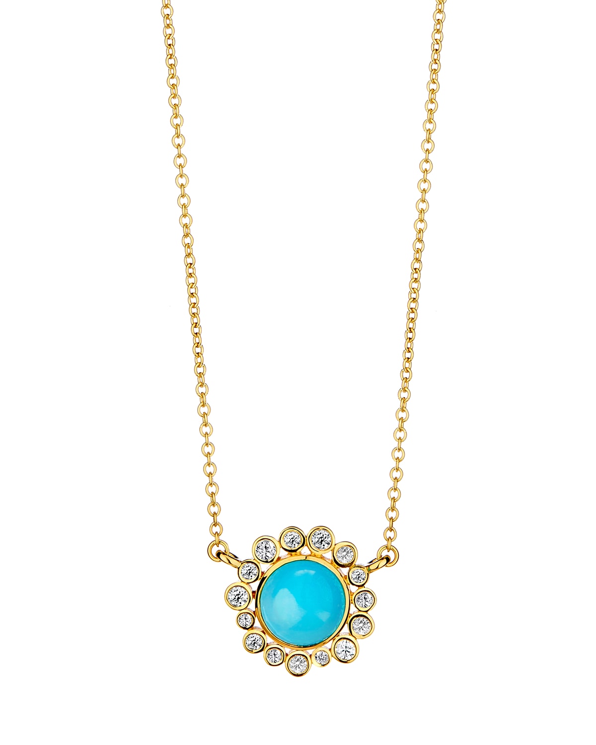Syna 18k Sleepy Beauty Turquoise Necklace With Diamonds