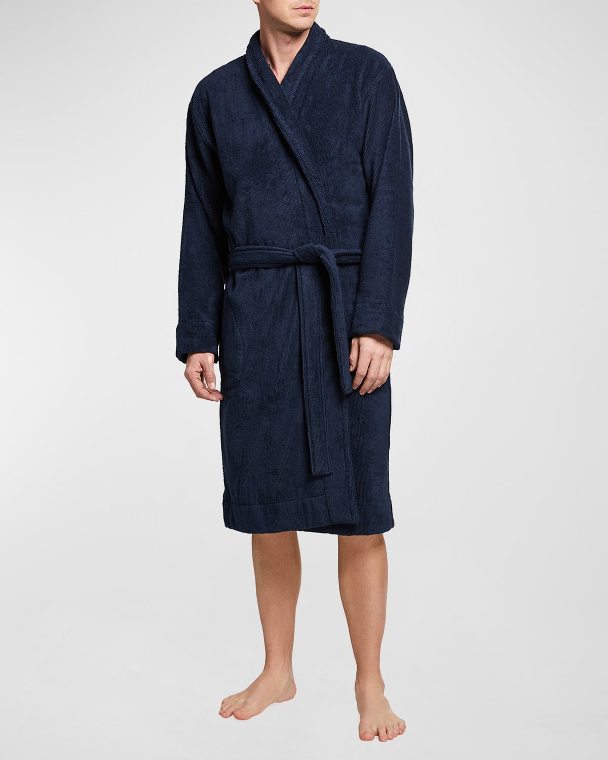 Ugg Men's Turner Solid Cotton Robe In Dark Sapphire | ModeSens