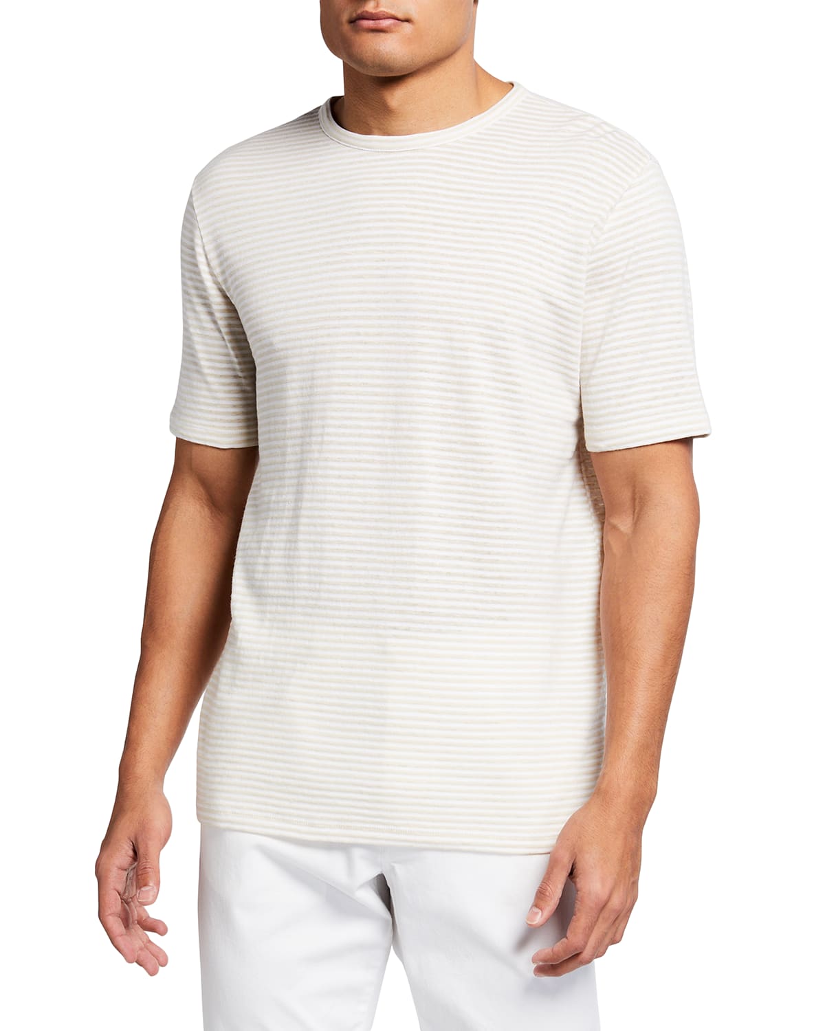 Vince Men's Striped Linen-Cotton T-Shirt
