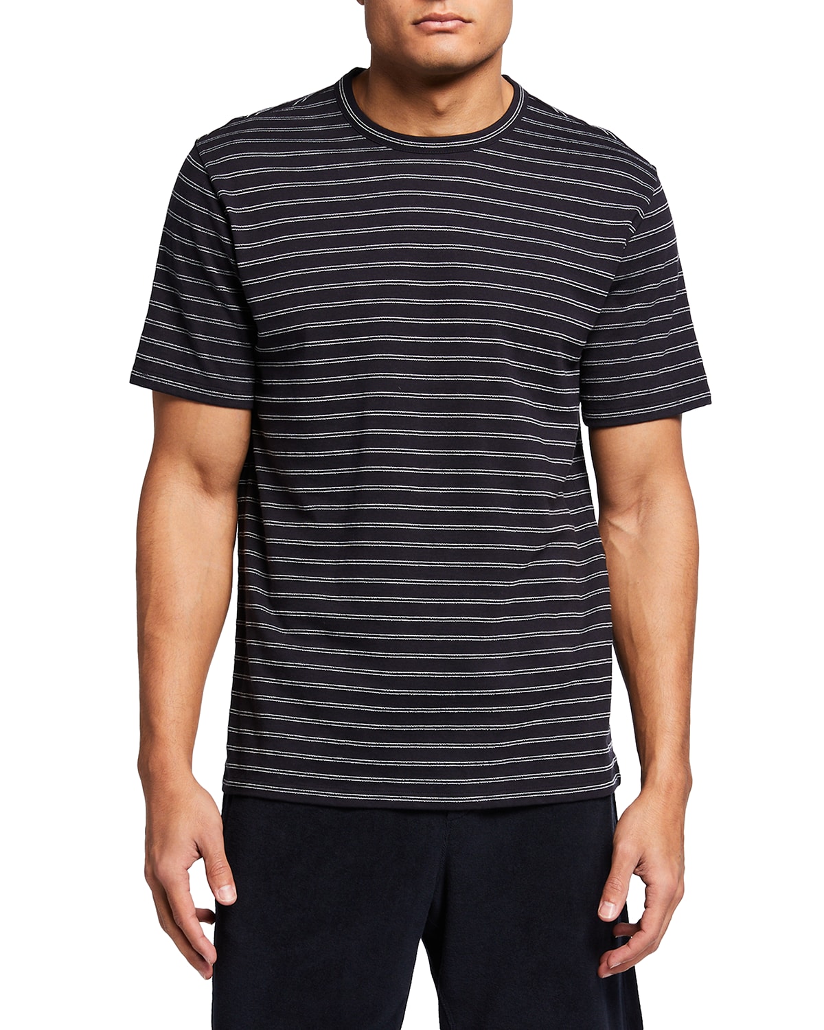 Vince Men's Striped Linen-Cotton T-Shirt