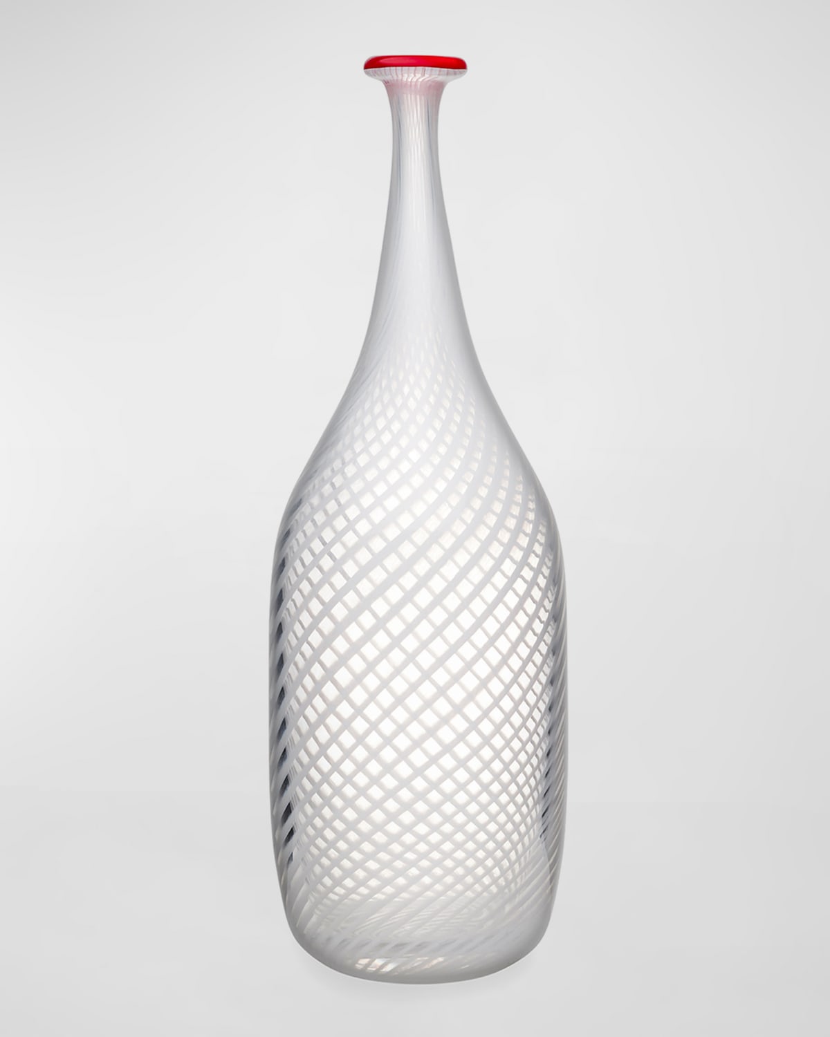 Kosta Boda Red Rim White Bottle In Multi  Color