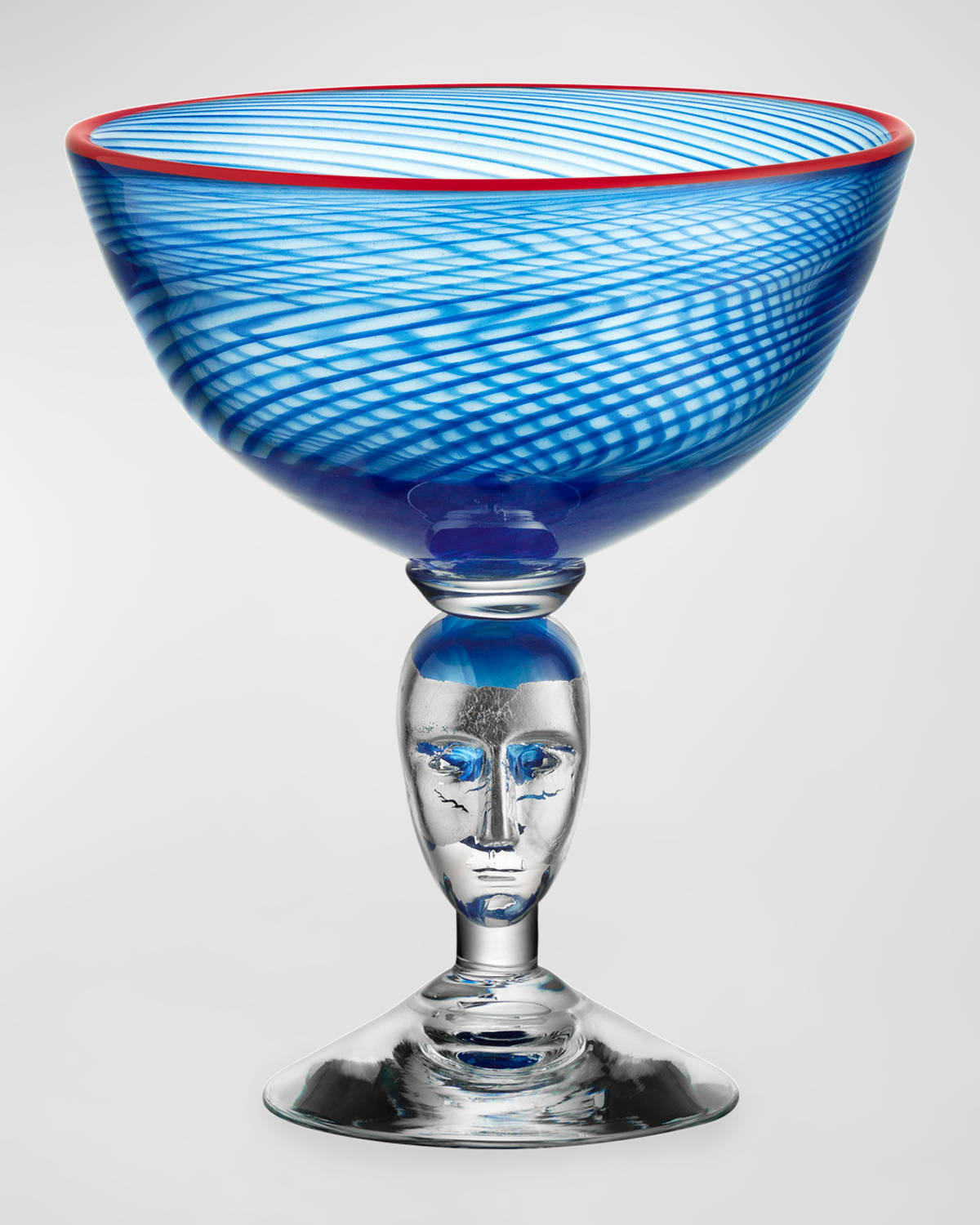 Shop Kosta Boda Red Rim Face Blue Loving Cup In Multi  Color