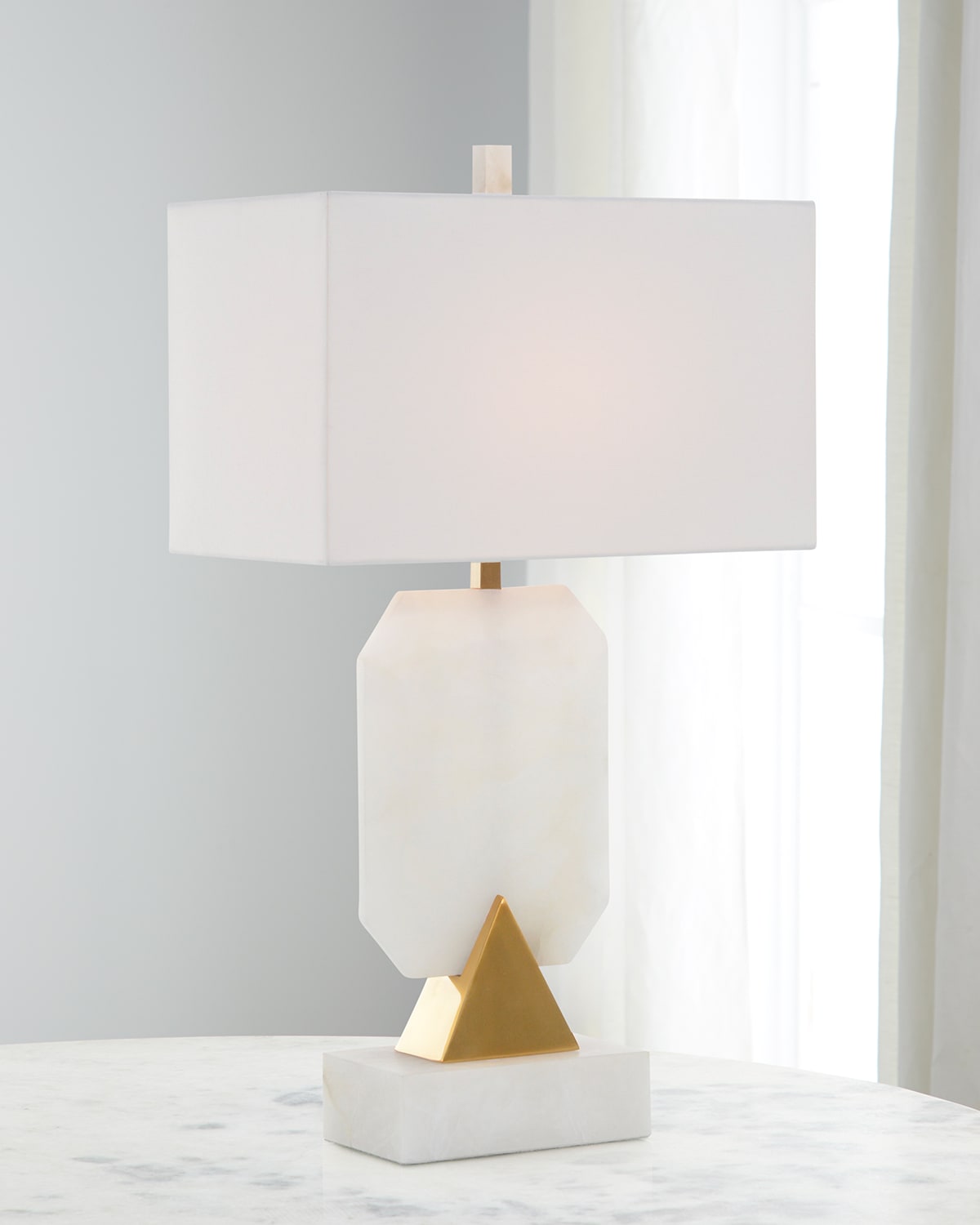 Shop John-richard Collection Emerald Cut Alabaster Lamp In White