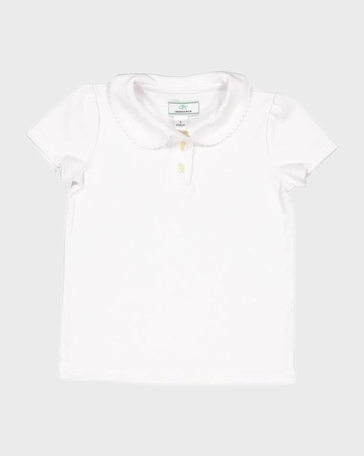 Classic Prep Childrenswear Kids' Girl's Sarah Short-sleeve Cotton Polo Shirt In Bright White
