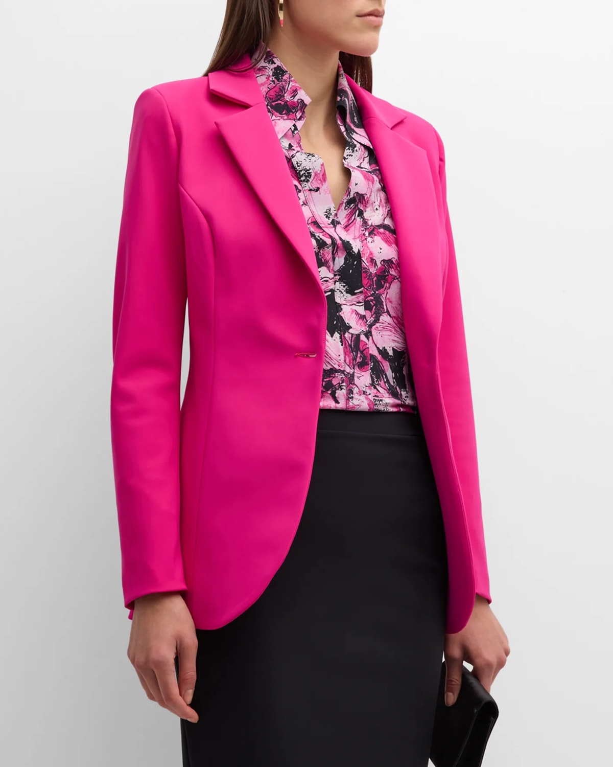Chiara Boni La Petite Robe Lua One-button Scuba Jersey Blazer In Azalea