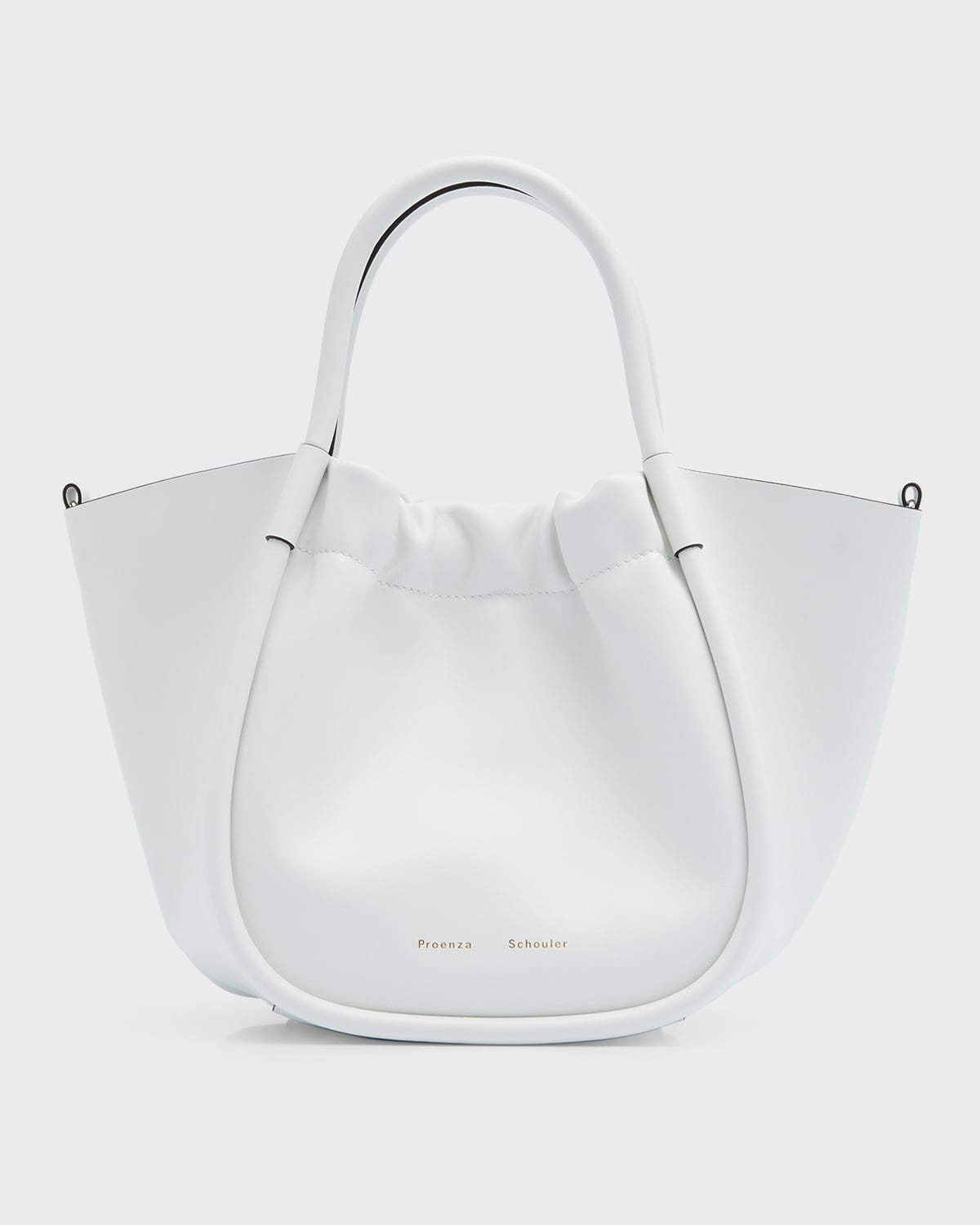 Proenza Schouler Smooth Calf Small Ruched Tote In Optic White