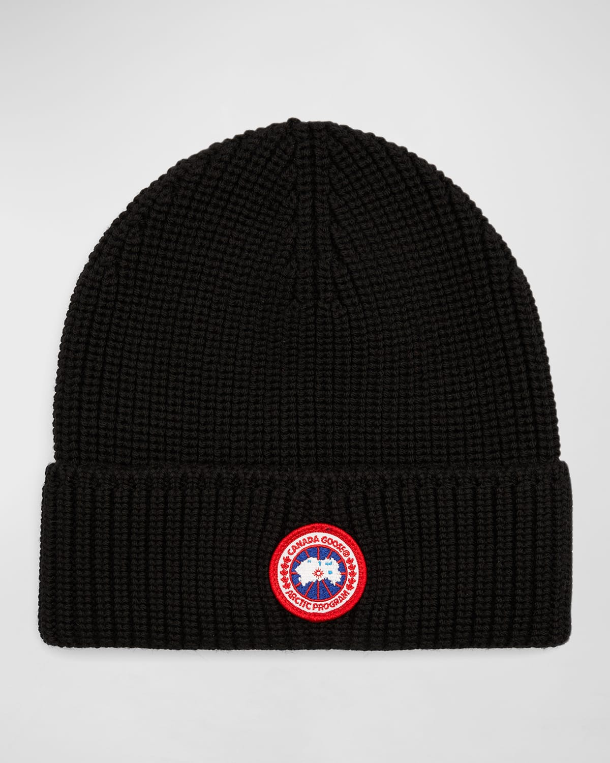 Canada Goose Arctic Disc Merino Wool Ribbed Toque In Black