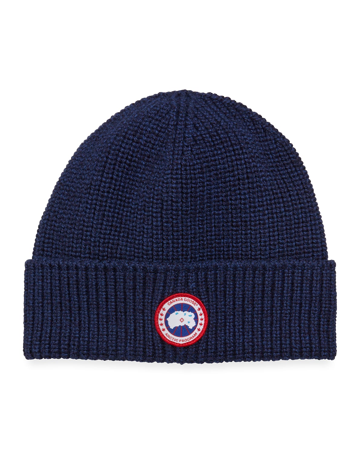 Shop Canada Goose Men's Arctic Rib-knit Wool Beanie Hat In Navy