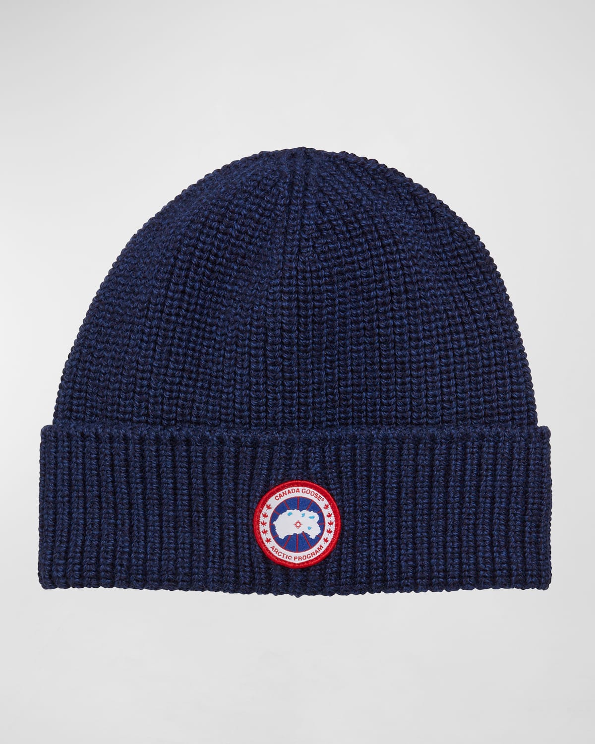 Shop Canada Goose Men's Arctic Rib-knit Wool Beanie Hat In Navy