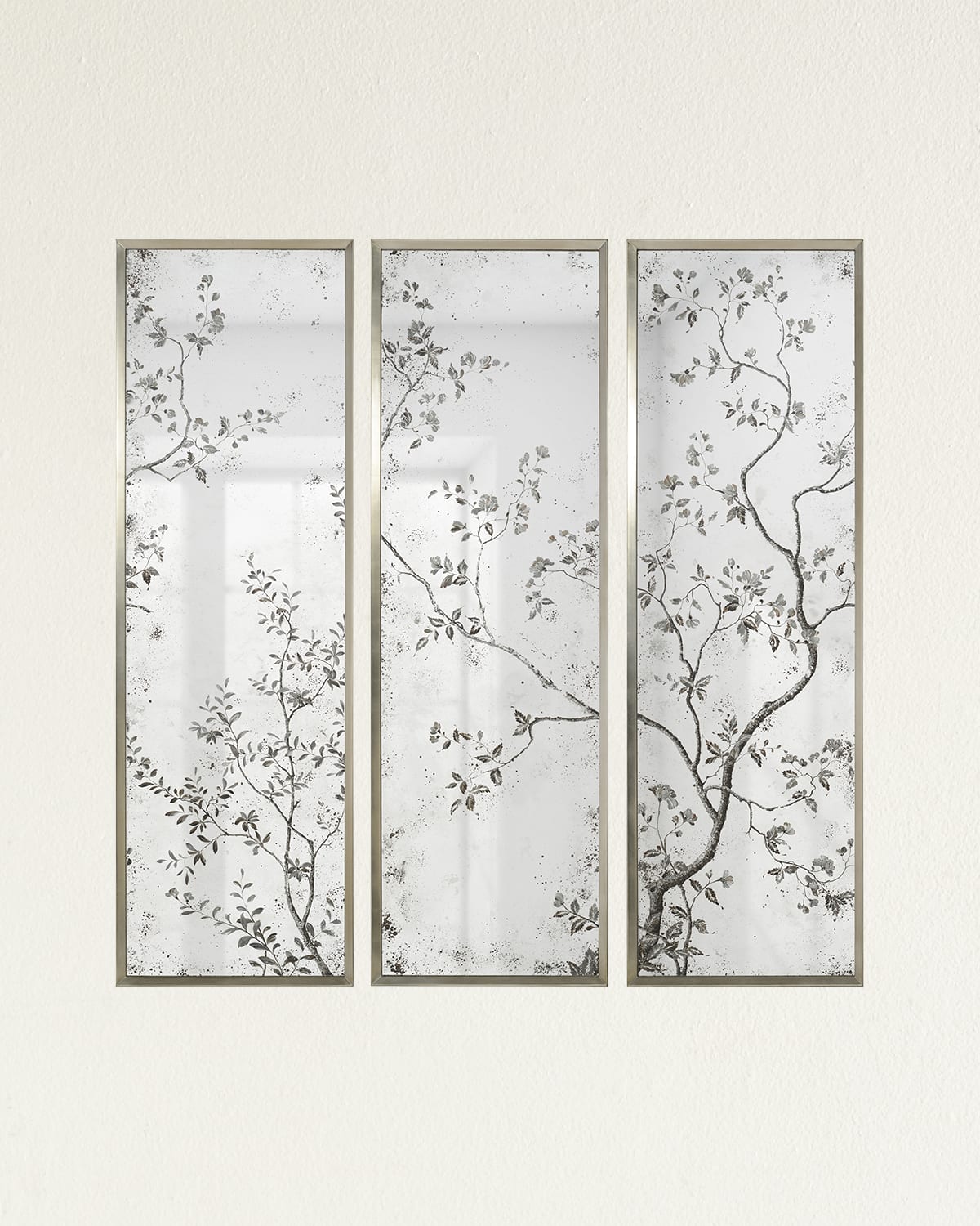 Shop John-richard Collection Pastorale Mirror Panels, Set Of 3 In Gray