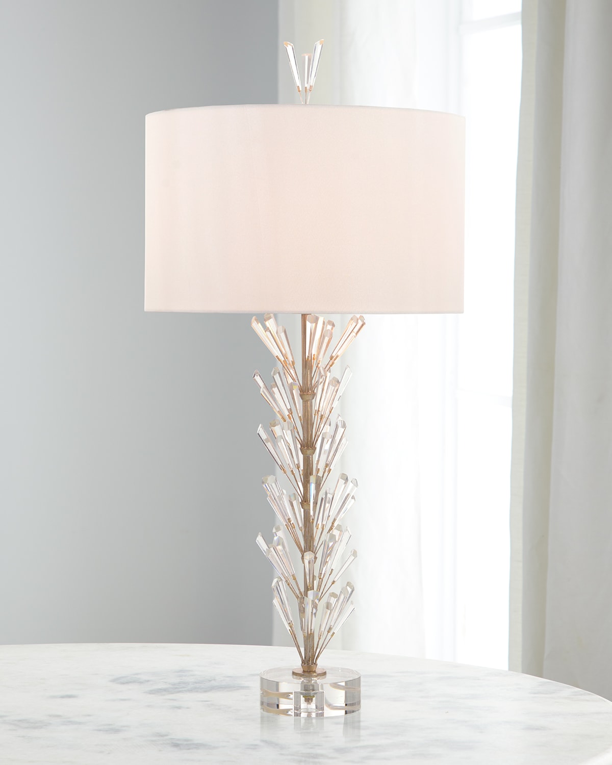 Shop John-richard Collection Luna Crystal Wand Table Lamp In White
