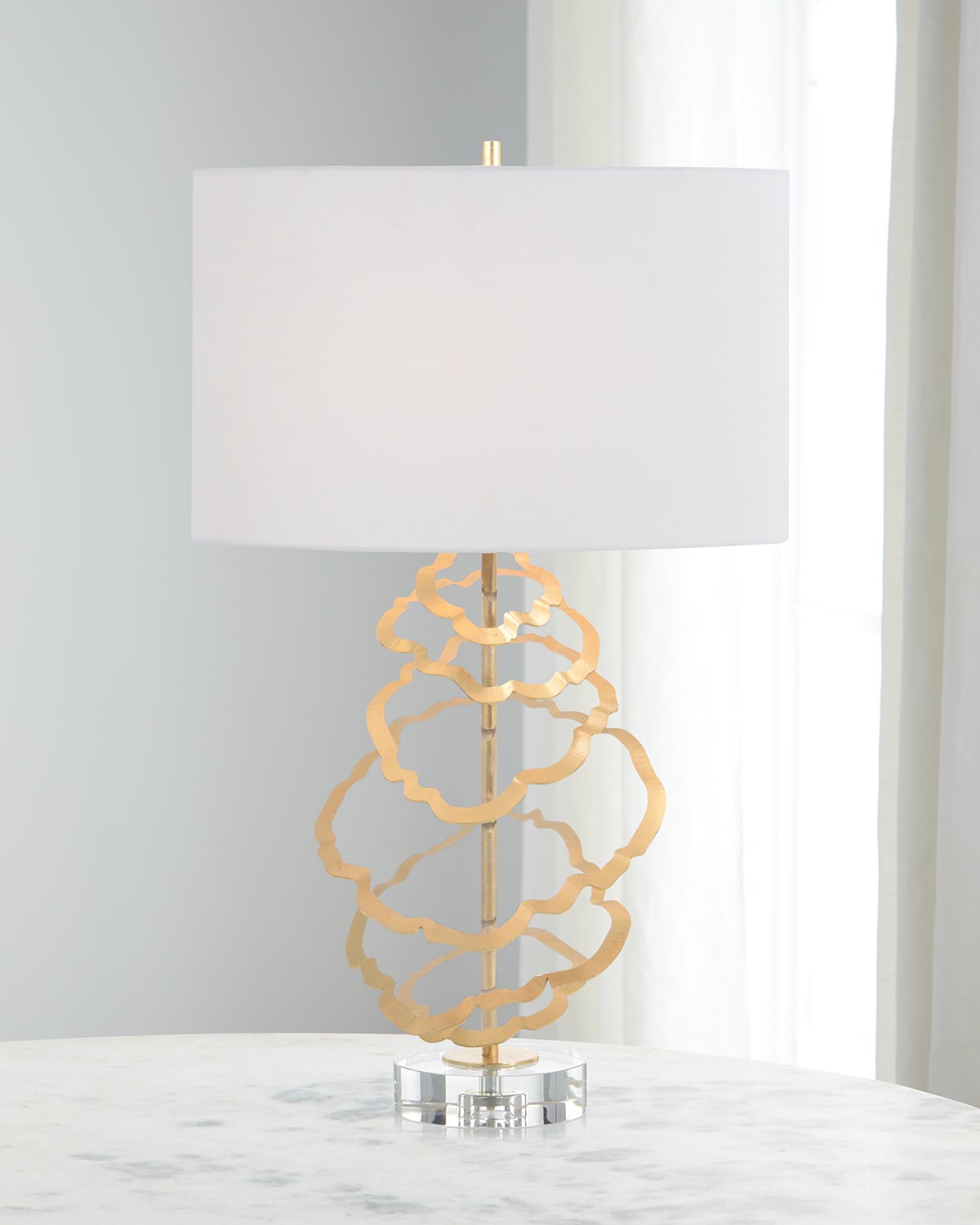 Shop John-richard Collection Floating Discs Table Lamp In Gold