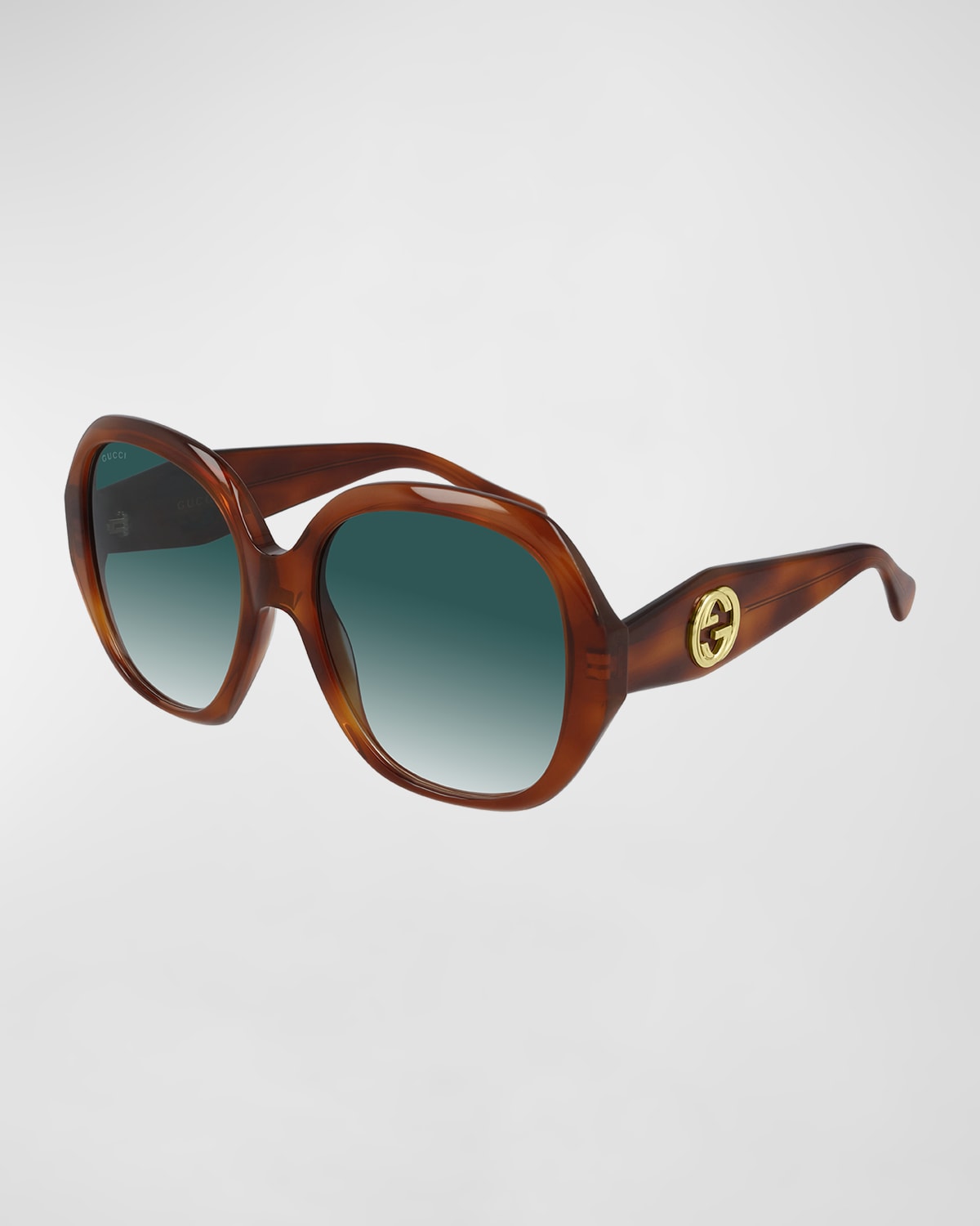 Shop Gucci Oversized Round Acetate Sunglasses In Blonde Havana