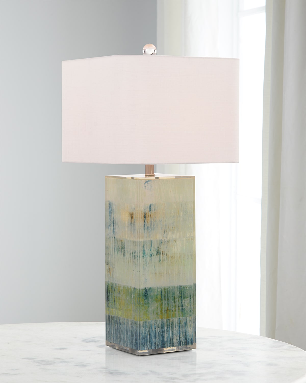 Shop John-richard Collection Strata Table Lamp In Blue/green