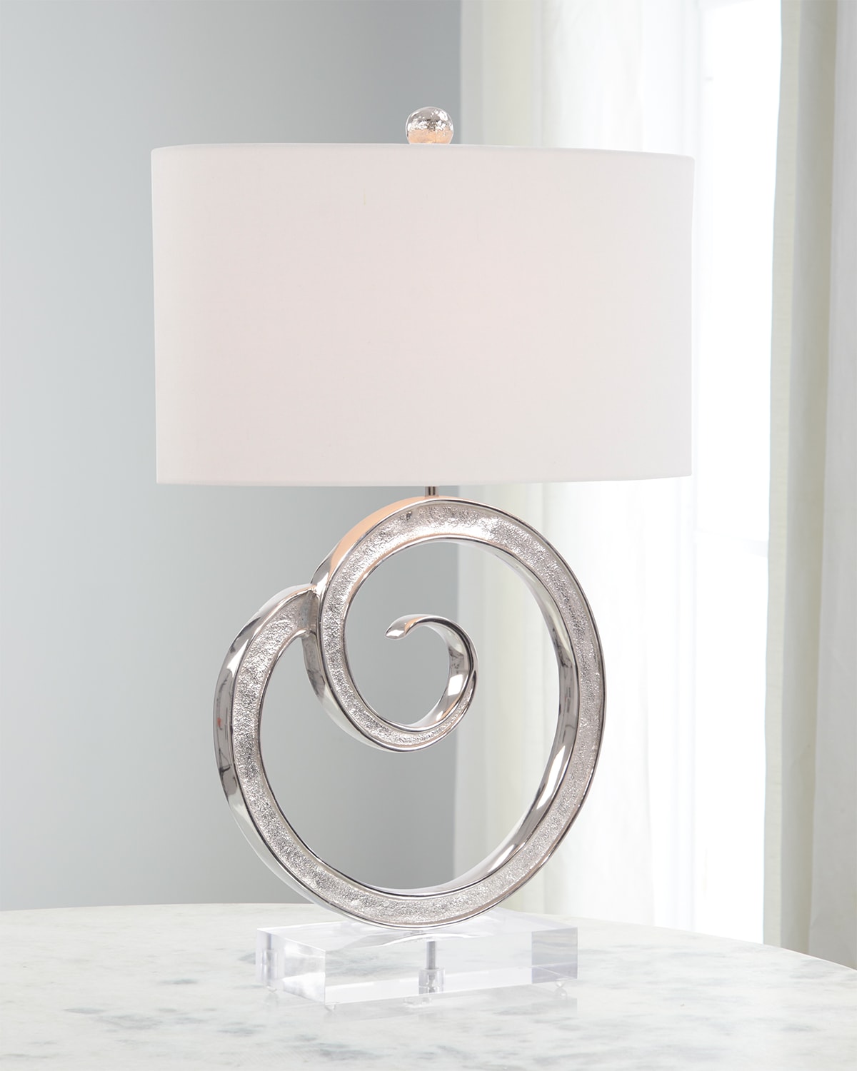 John-richard Collection Spiral Nickel Table Lamp In Gray