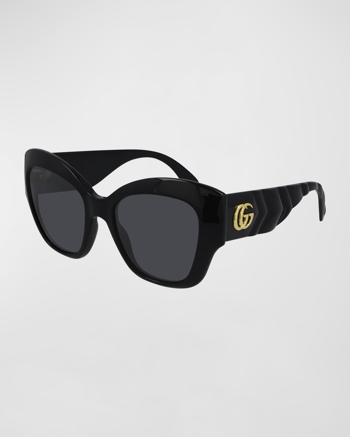 Shop Gucci Oversized Acetate Butterfly Sunglasses In Black