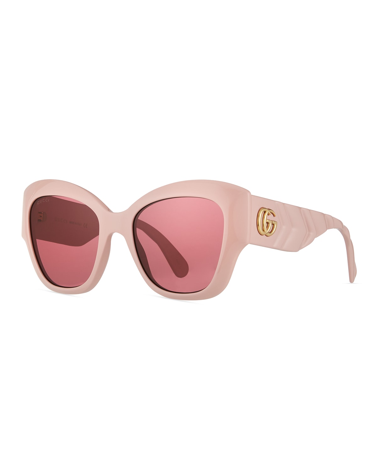 Gucci Oversized Acetate Butterfly Sunglasses In Light Pink