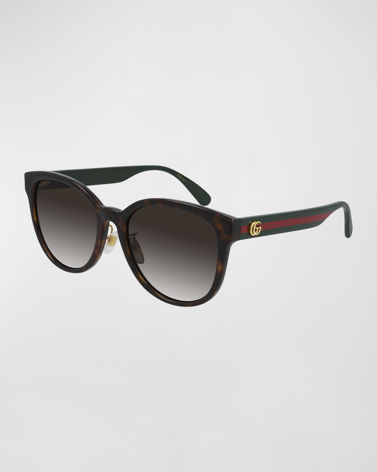 Shop Gucci Round Acetate Sunglasses In Brown Pattern