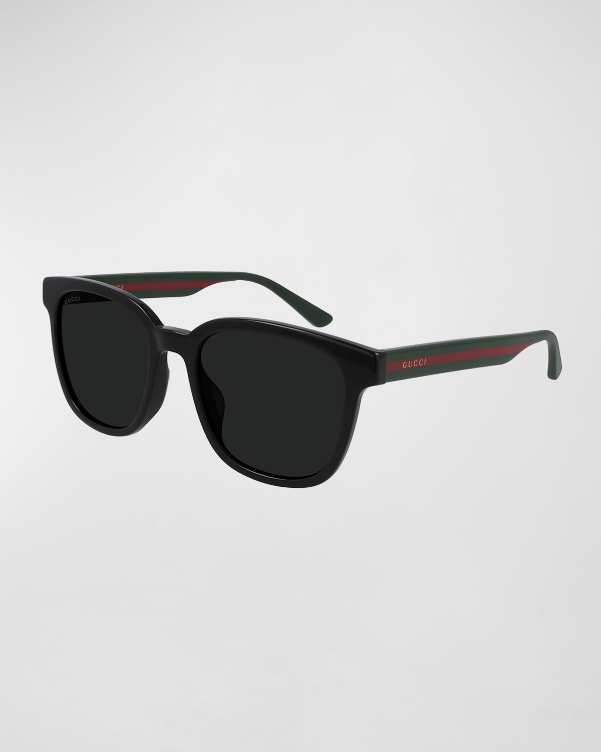 Shop Gucci Men's Square Sunglasses With Signature Web In Black