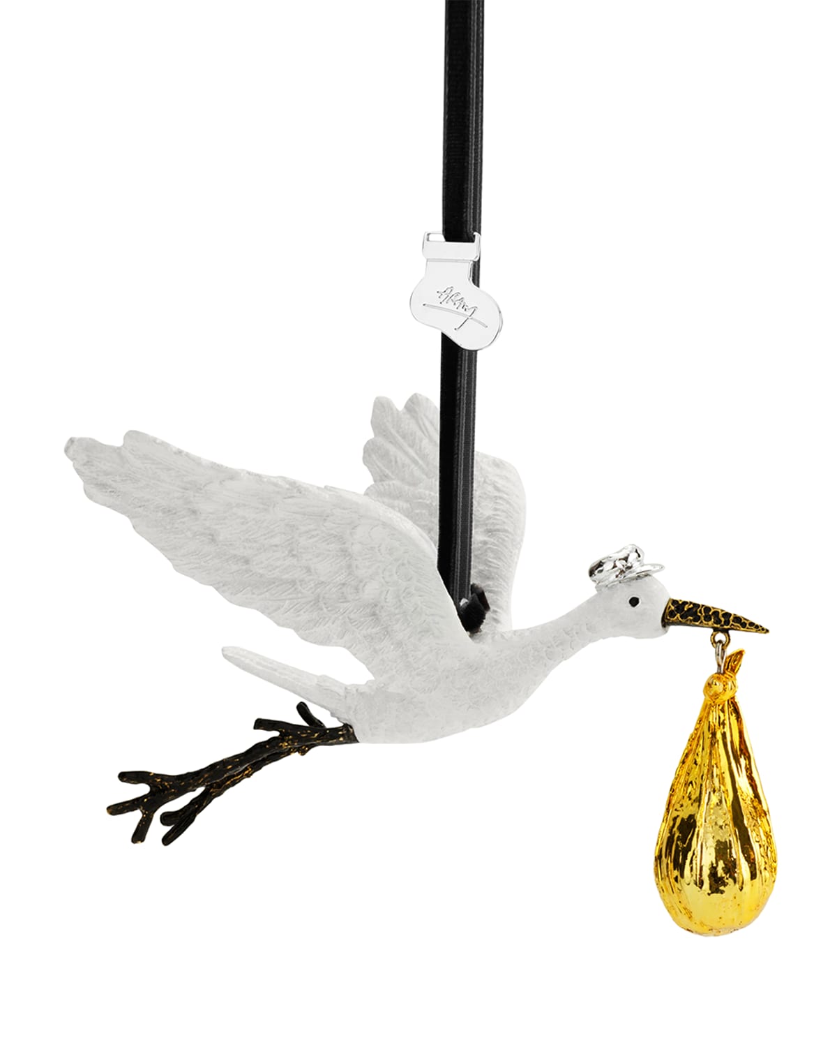 Silver and Gold Stork Ornament