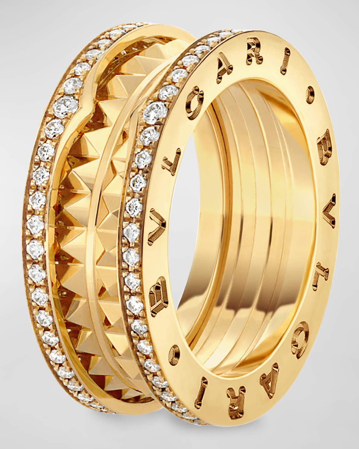 B.Zero1 Yellow Gold Diamond Edge Ring, Size 54