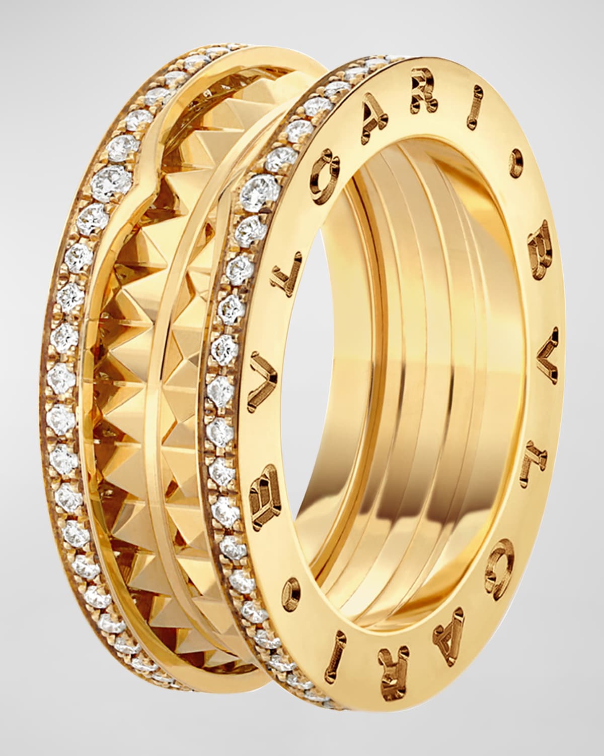 B.Zero1 Yellow Gold Diamond Edge Ring, Size 55