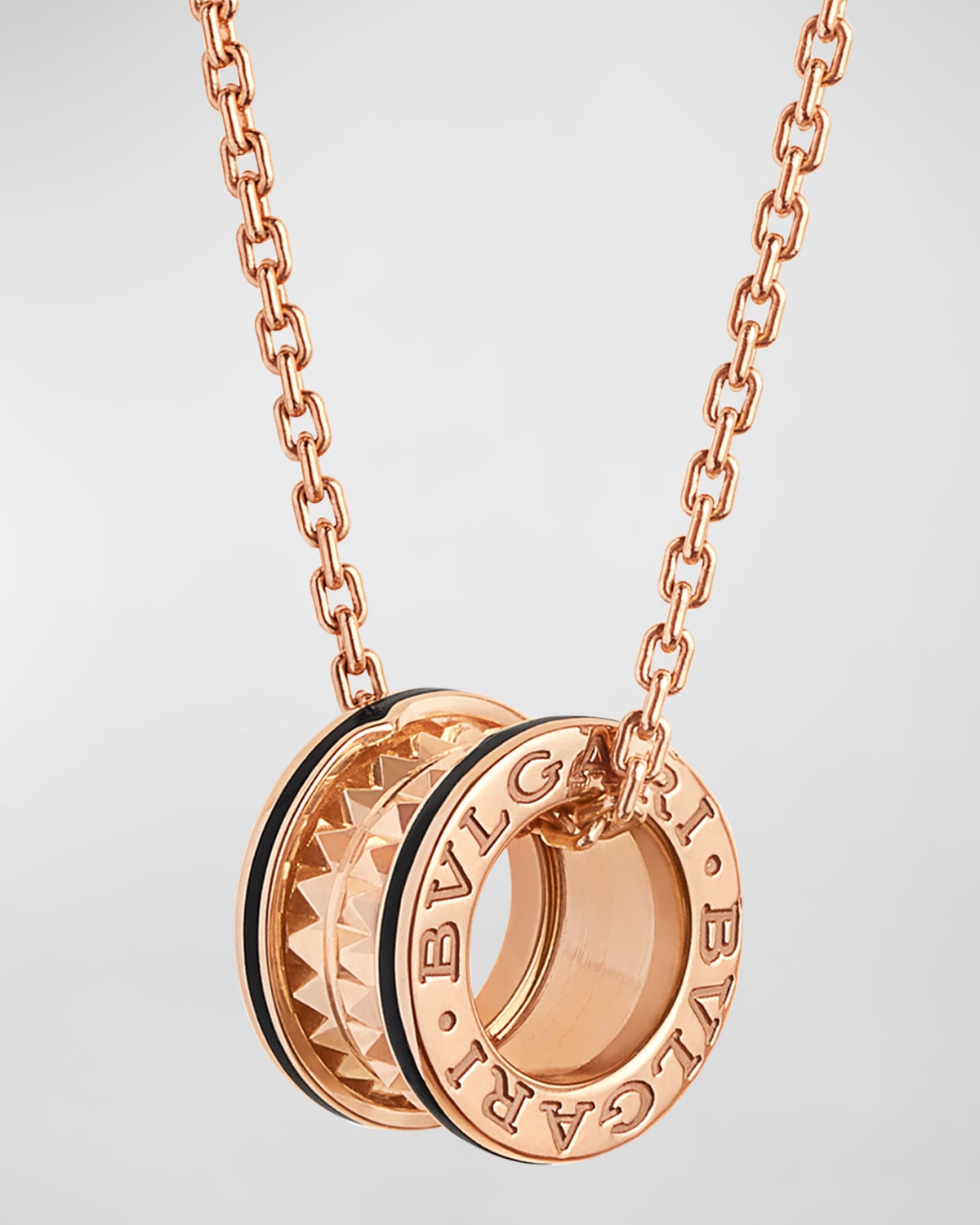 Bvlgari B. Zero1 Rock Pendant Necklace In Pink Gold With Black