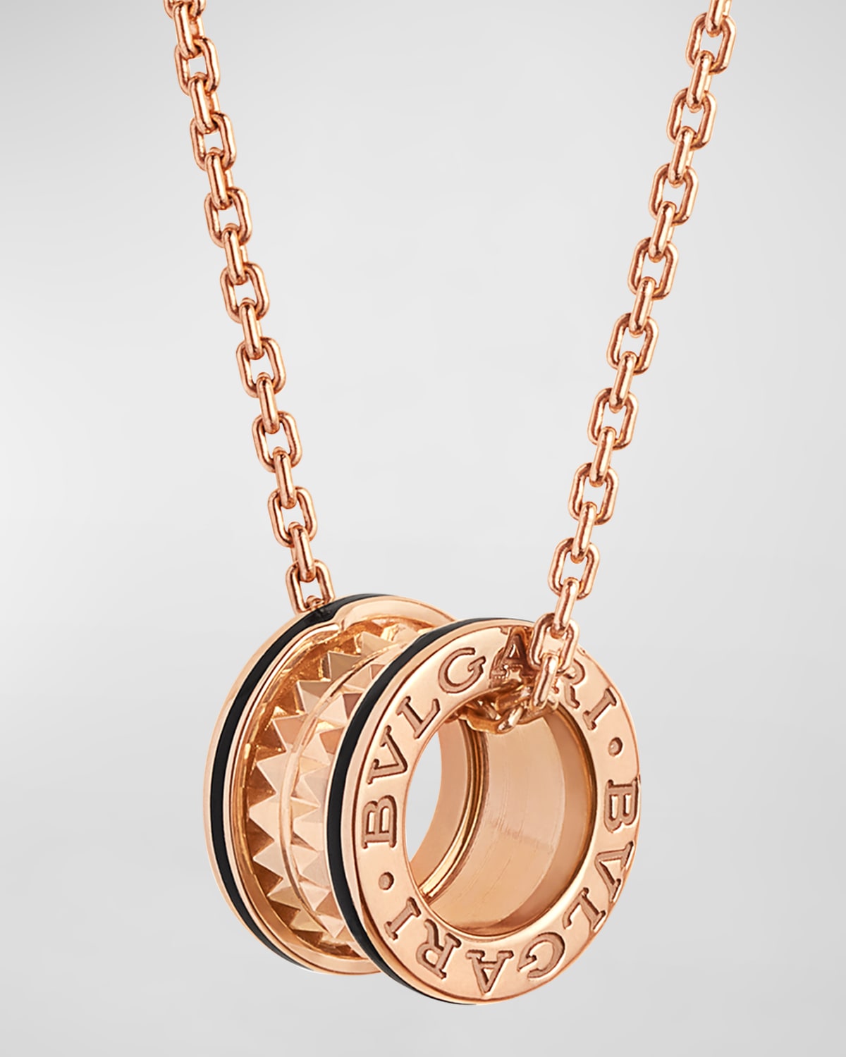 B.Zero1 Rock Pendant Necklace in Pink Gold with Black & Cream Ceramic