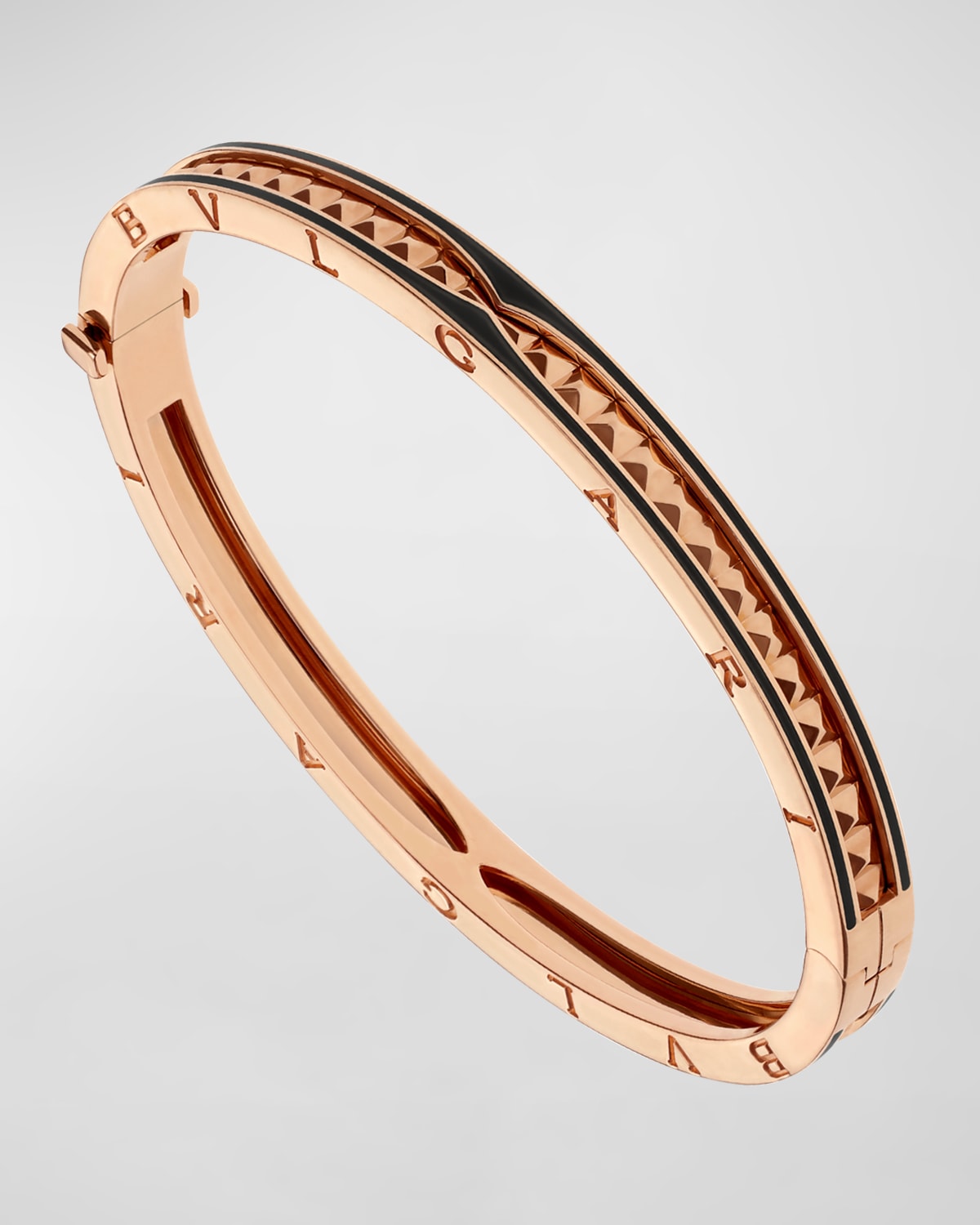 B.Zero1 Pink Gold Bracelet with Black Ceramic Edge, Size M