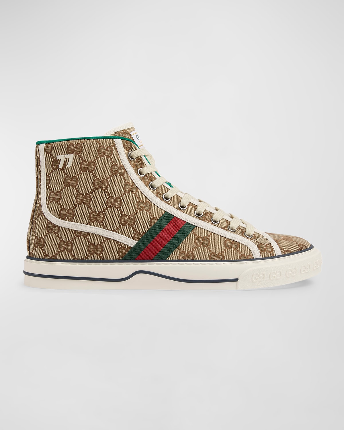 Shop Gucci Men's Tennis 1977 Canvas High-top Sneakers In Brown Pattern