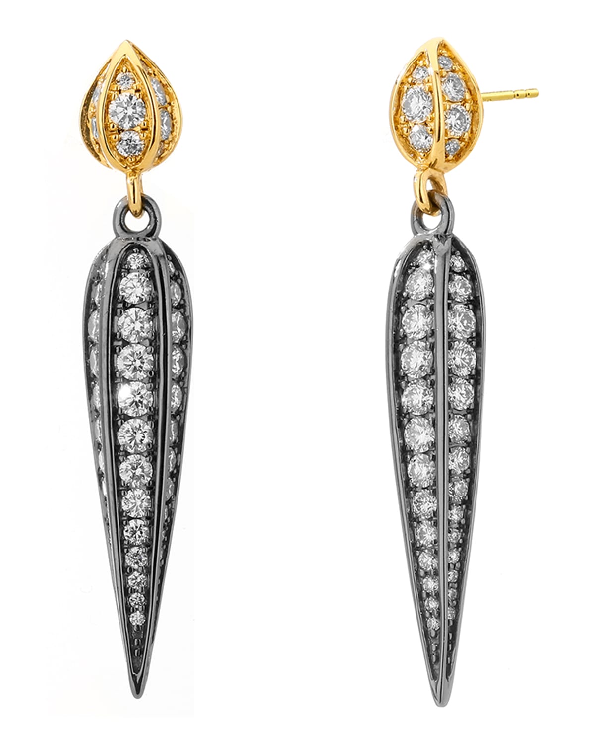Syna Large Two-tone Dangle Earrings With Diamonds