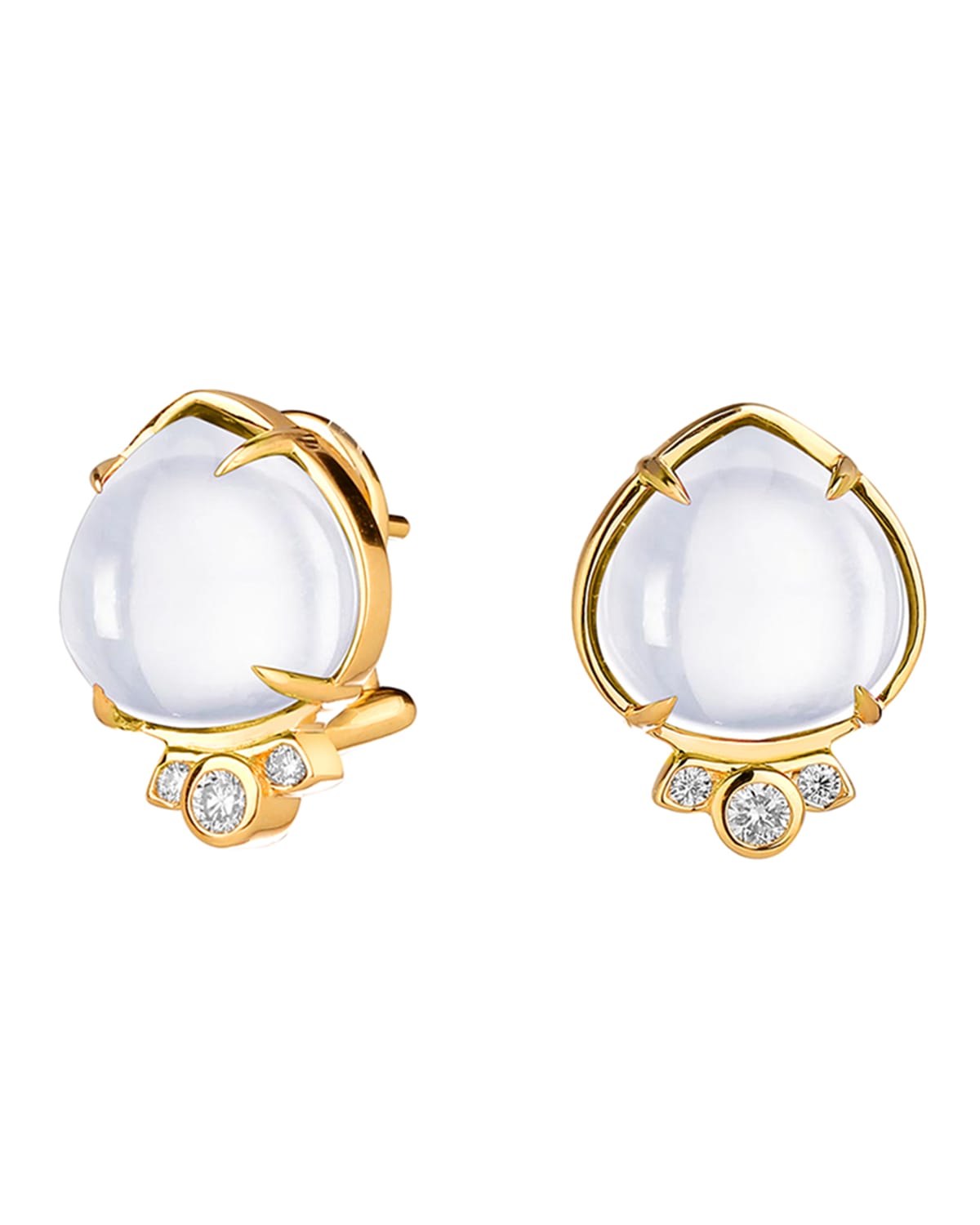 Syna 18k Moon Quartz Heart And Diamond Earrings