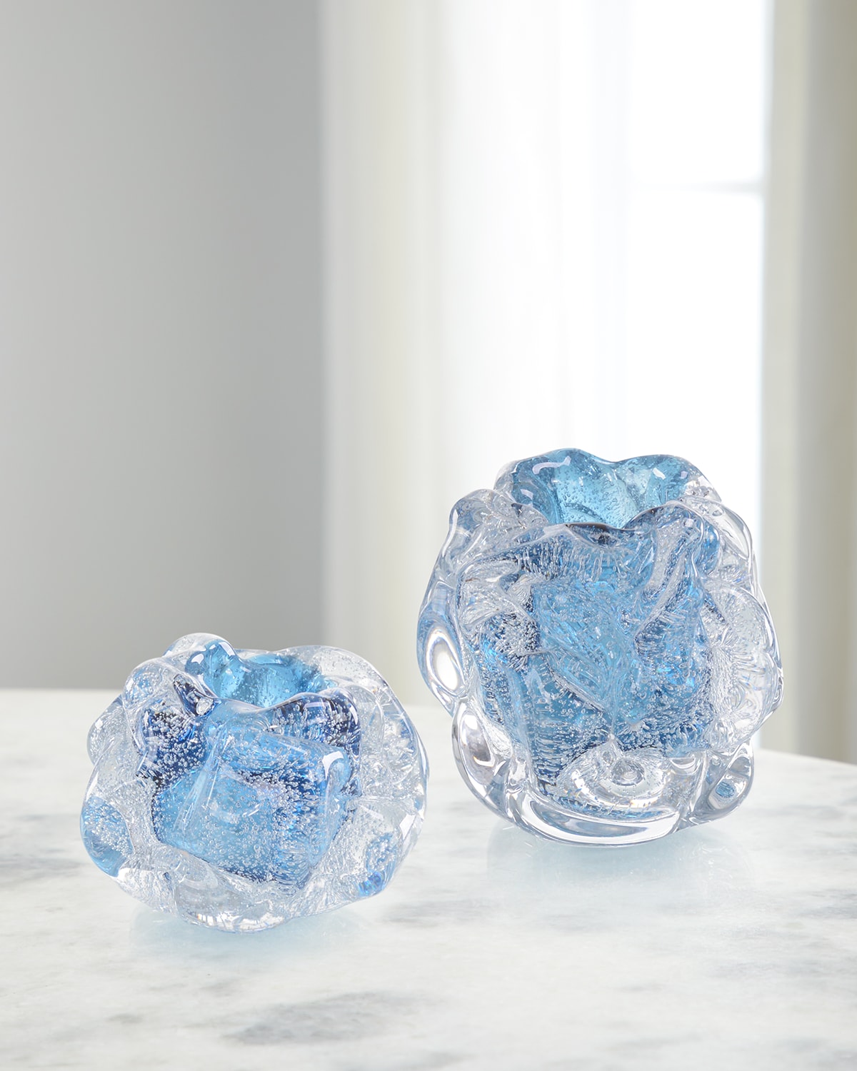 Shop John-richard Collection Glass Nugget Sculpture I In Blue