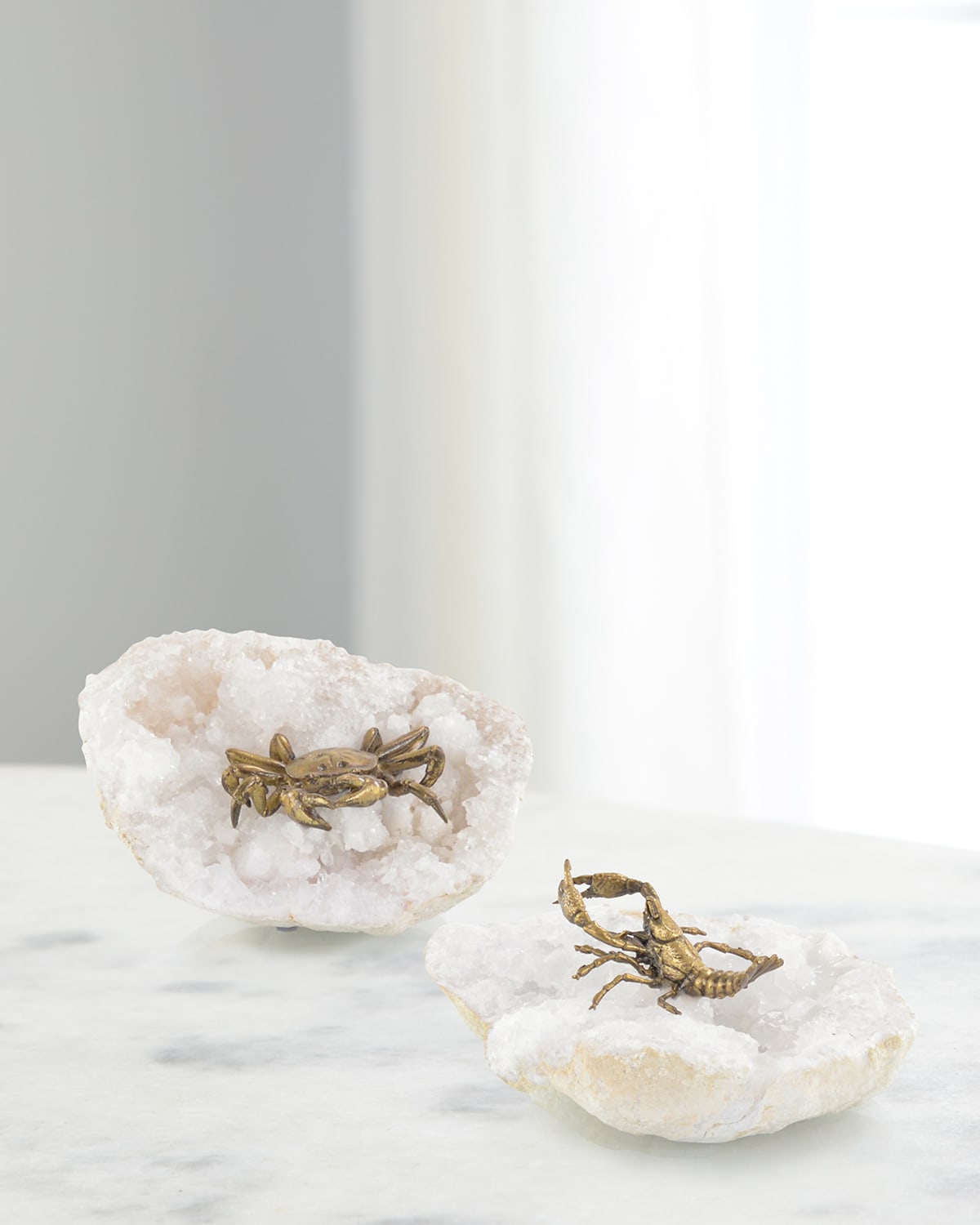 Shop John-richard Collection Lobster On Geode Decor In White/gold