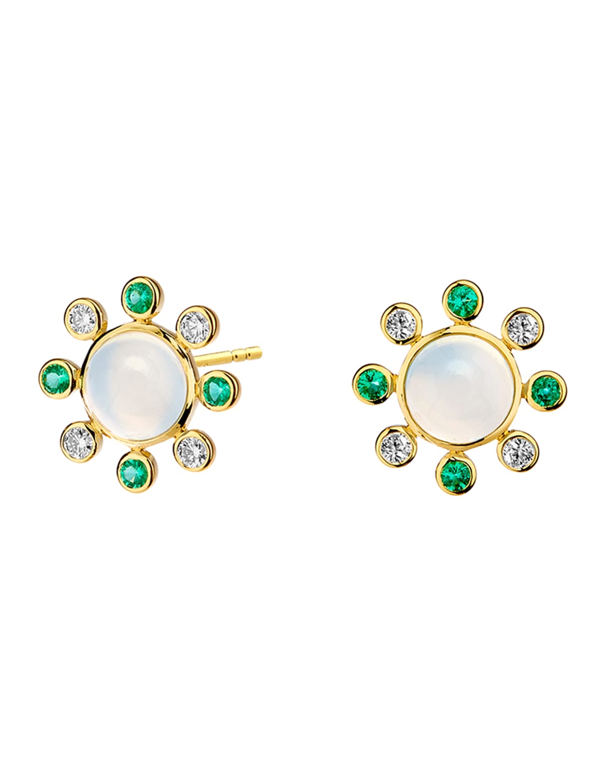 Syna 18k Moon Quartz Earrings With Emeralds And Diamonds