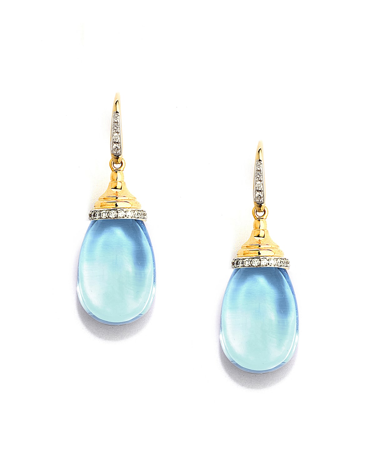 Syna 18k Blue Topaz And Diamond Drop Earrings